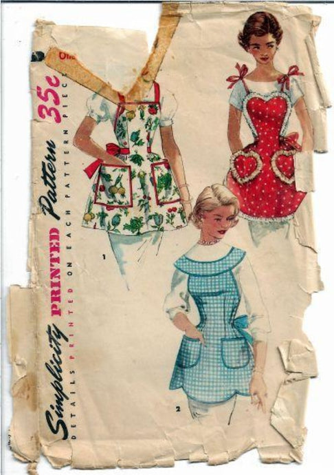Simplicity 1359 Bibbed Apron Vintage Sewing Craft Pattern 1950s - VintageStitching - Vintage Sewing Patterns