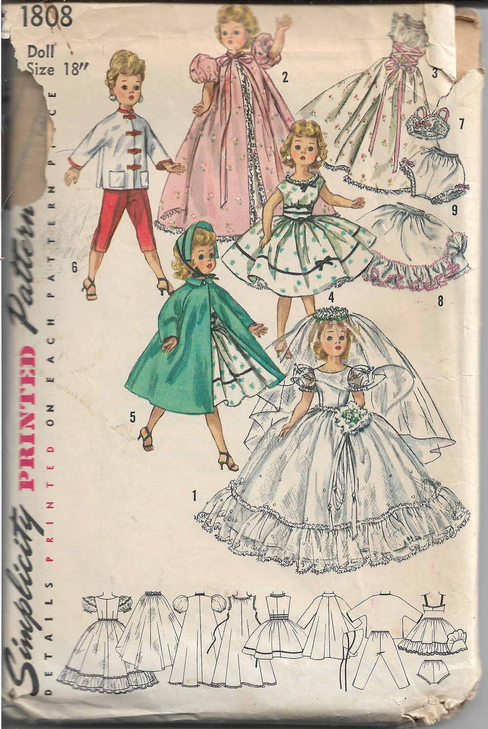 Simplicity 1808 Doll Clothing Vintage Sewing Pattern 1950s - VintageStitching - Vintage Sewing Patterns