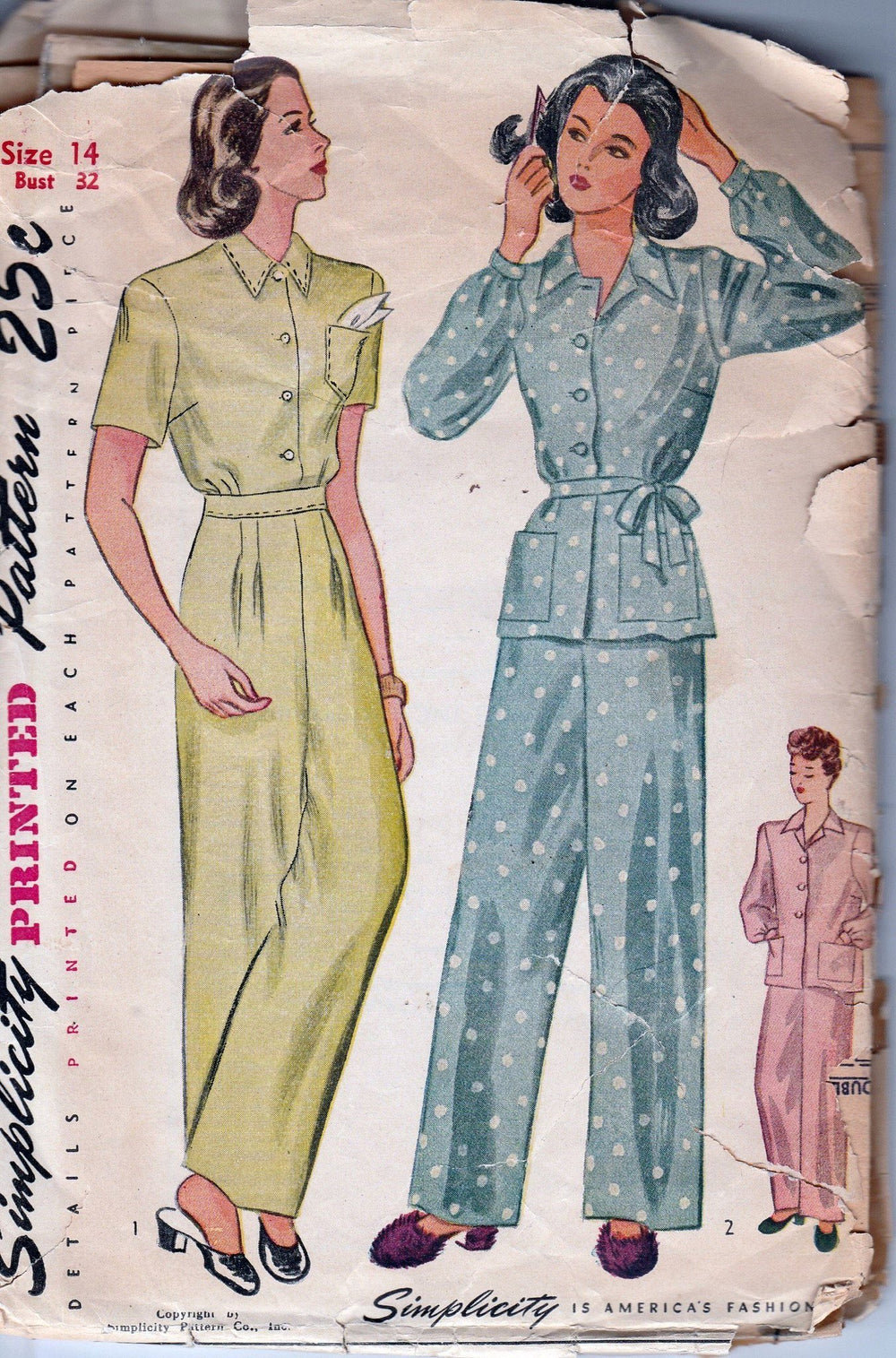 Simplicity 1995 Vintage 40's Sewing Pattern Ladies Pajamas Lingerie - VintageStitching - Vintage Sewing Patterns