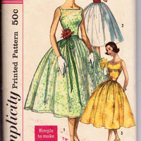 Simplicity 2089 Vintage 50's Sewing Pattern Ladies Rockabilly Cocktail Dress - VintageStitching - Vintage Sewing Patterns