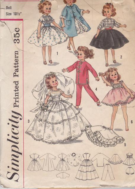 Simplicity 2254 Baby Doll Clothes Dress Petticoat Top Vintage Pattern 1950's - VintageStitching - Vintage Sewing Patterns