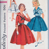Simplicity 2291 Young Girls Sailor Middy Dress with Tie Vintage 1950's Sewing Pattern - VintageStitching - Vintage Sewing Patterns