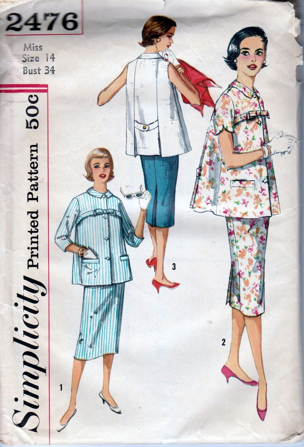 Simplicity 2476 Ladies Maternity Suit Dress Vintage Sewing Pattern 1950's - VintageStitching - Vintage Sewing Patterns