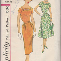 Simplicity 2500 Ladies Sheath Dress Vintage 1950's Sewing Pattern Slenderette - VintageStitching - Vintage Sewing Patterns