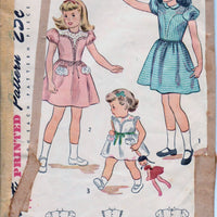 Simplicity 2565 Little Girls Back Buttoned Dress Vintage 1940's Sewing Pattern - VintageStitching - Vintage Sewing Patterns