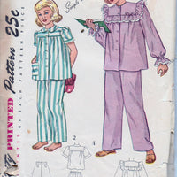 Simplicity 2599 Young Girls Two Piece Pajamas PJ's Vintage 1940's Sewing Pattern - VintageStitching - Vintage Sewing Patterns