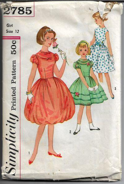 Simplicity 2785 Girls Party Dress Cummerbund Vintage Sewing Pattern 1950s - VintageStitching - Vintage Sewing Patterns