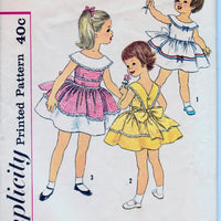 Simplicity 3458 Little Girls One Piece Sleeveless Dress Vintage 1950's Sewing Pattern - VintageStitching - Vintage Sewing Patterns