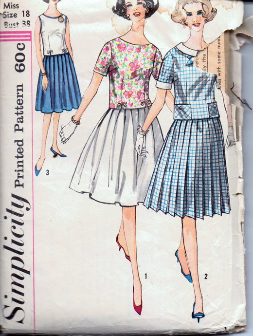 Simplicity 3801 Ladies Skirt Blouse Two Piece Suit Vintage 1960's Sewing Pattern - VintageStitching - Vintage Sewing Patterns