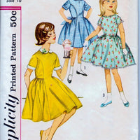 Simplicity 3811 Young Girls One-Piece Party Dress Detachable Collar Vintage 1960's Sewing Pattern - VintageStitching - Vintage Sewing Patterns