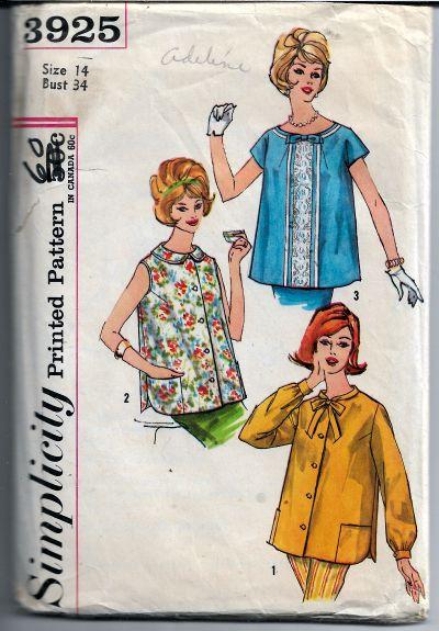 Simplicity 3925 Ladies Maternity Top Vintage Sewing Pattern 1950s - VintageStitching - Vintage Sewing Patterns