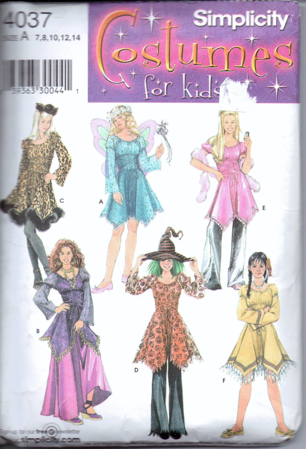 Simplicity 4037 Young Girls Halloween Costume Pattern Fairy Princess Cat Witch - VintageStitching - Vintage Sewing Patterns