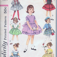 Simplicity 4058 Little Girls Party Dress Suspenders Jacket Vintage 1960's Sewing Pattern - VintageStitching - Vintage Sewing Patterns