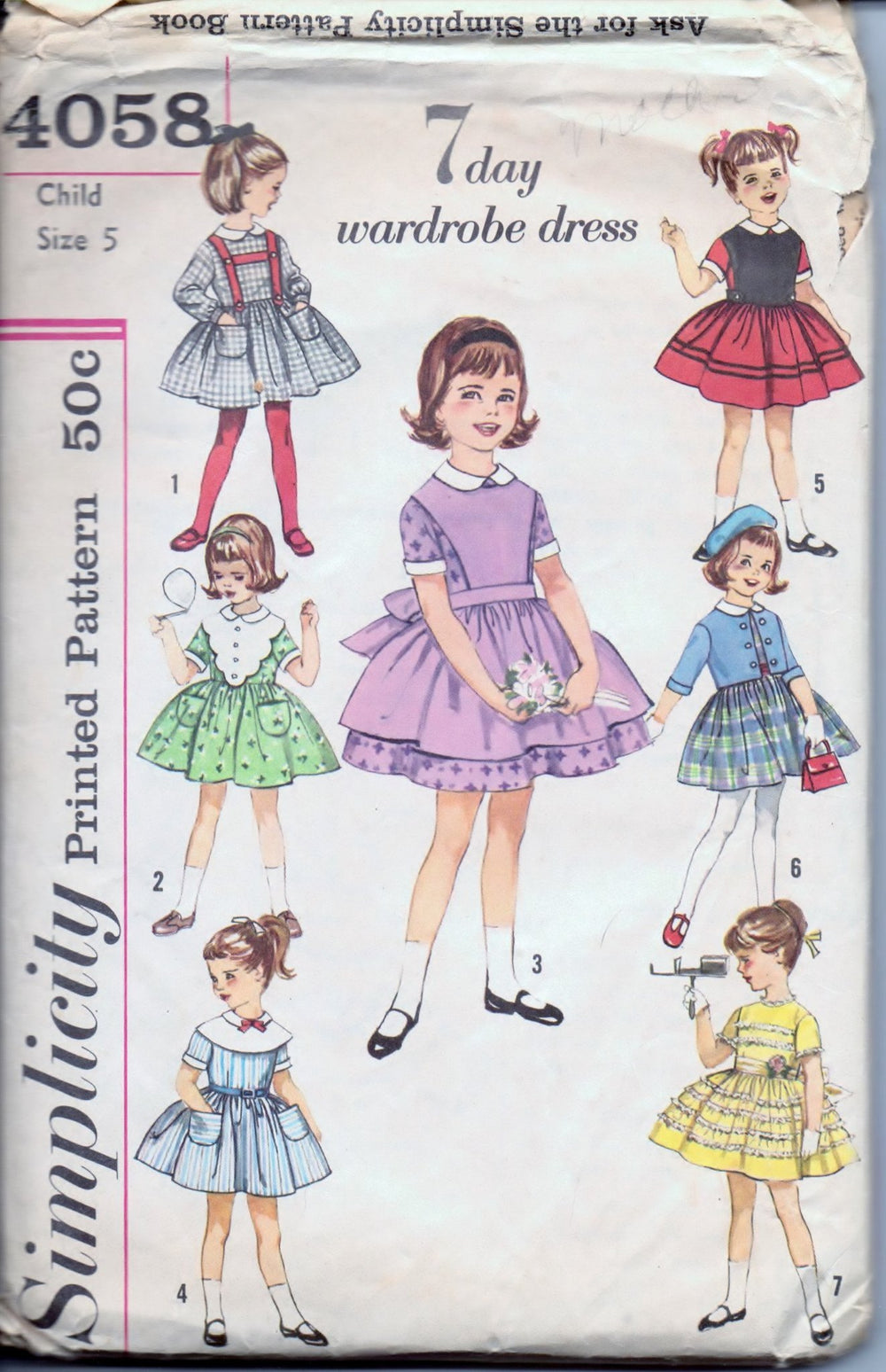 Simplicity 4058 Little Girls Party Dress Suspenders Jacket Vintage 1960's Sewing Pattern - VintageStitching - Vintage Sewing Patterns