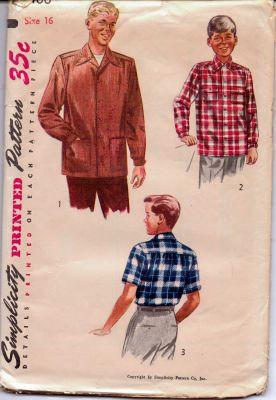 Simplicity 4100 Boys Button Front Shirt Vintage 1950's Sewing Pattern - VintageStitching - Vintage Sewing Patterns