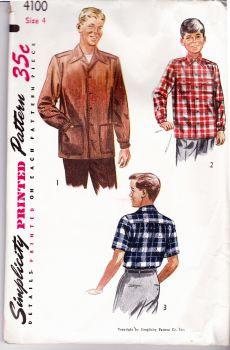 Simplicity 4100 Vintage Sewing Pattern Boys Shirt - VintageStitching - Vintage Sewing Patterns