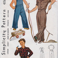 Simplicity 4116 Young Boys Overalls Lumber Jacket Vintage Pattern 1940's - VintageStitching - Vintage Sewing Patterns