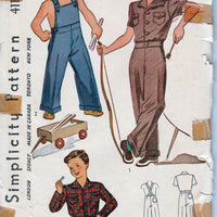 Simplicity 4116 Young Boys Toddler Overalls Lumber Jacket Vintage Pattern 1940's - VintageStitching - Vintage Sewing Patterns