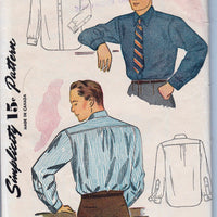 Simplicity 4138 Mens Shirt Vintage 1940's Sewing Pattern - VintageStitching - Vintage Sewing Patterns