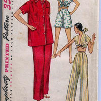 Simplicity 4312 Ladies Shortie Pajamas Tie Top Lingerie Vintage Sewing Pattern 1950s - VintageStitching - Vintage Sewing Patterns