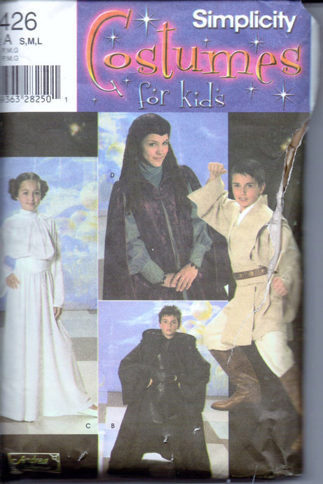 Simplicity 4426 Star Wars Halloween Costume Pattern Children Skywalker Leia Darth Vader - VintageStitching - Vintage Sewing Patterns