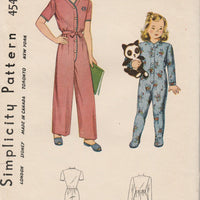 Simplicity 4545 Girls Toddlers One Piece Pajamas Vintage 1940's Sewing Pattern - VintageStitching - Vintage Sewing Patterns