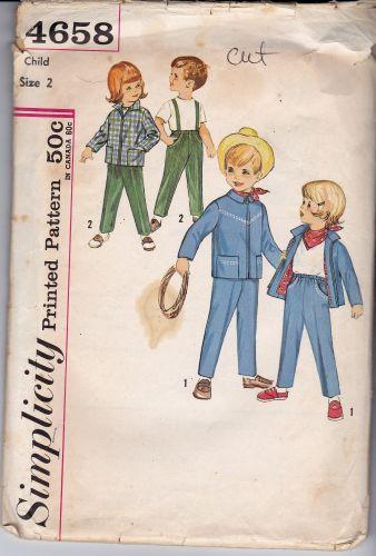 Simplicity 4658 Vintage Pattern Toddler Western Pants Jacket Kerchief 1960's - VintageStitching - Vintage Sewing Patterns