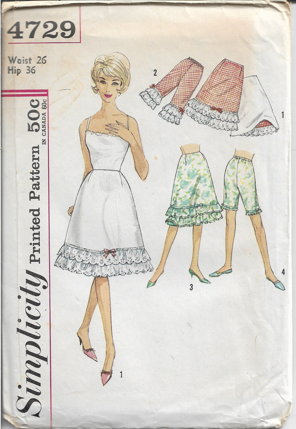 Simplicity 4729 Ladies Half Slip Pettipants Bloomers Vintage Sewing Pattern 1960s - VintageStitching - Vintage Sewing Patterns