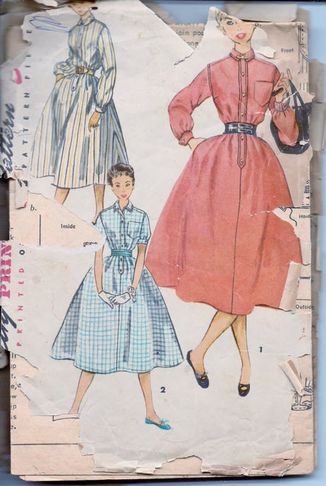 Simplicity 4771 Teens One Piece Dress Vintage 1950's Sewing Pattern Size 12 Bust 30 - VintageStitching - Vintage Sewing Patterns