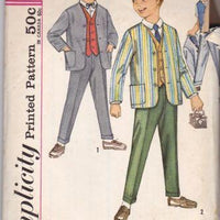 Simplicity 4836 Vintage Pattern Boys Suit Jacket Vest Pants 1960's - VintageStitching - Vintage Sewing Patterns