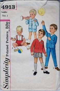 Simplicity 4913 Toddler Jacket Shirt Pants Vintage 1960's Sewing Pattern - VintageStitching - Vintage Sewing Patterns