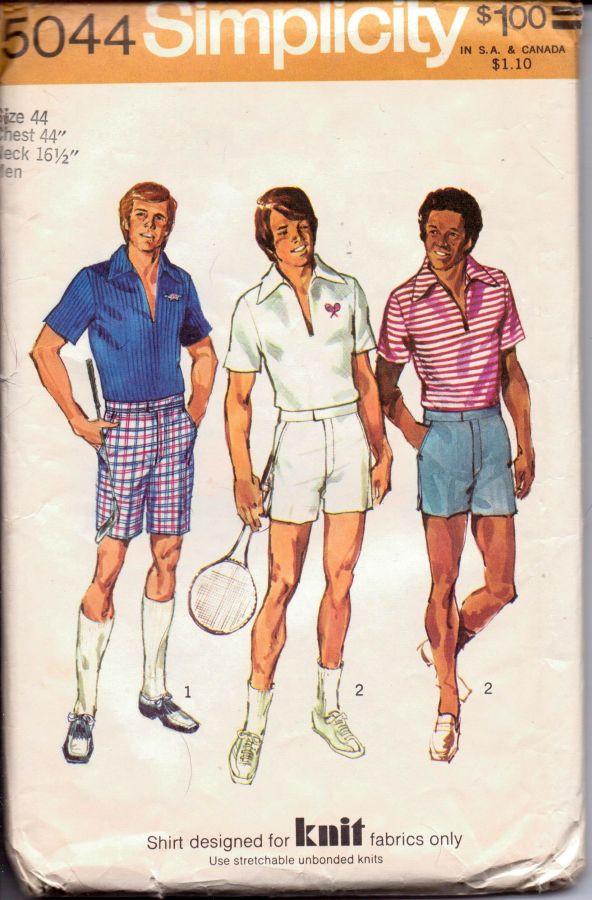 Simplicity 5044 Vintage 1970's Sewing Pattern Mens Shorts Polo Shirt Knit Fabrics - VintageStitching - Vintage Sewing Patterns