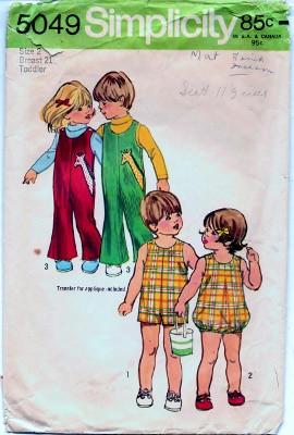 Simplicity 5049 Toddler Jumpsuit Bubblesuit Play Suit Vintage Pattern - VintageStitching - Vintage Sewing Patterns