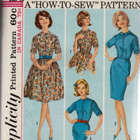 Simplicity 5059 Vintage 1960's Sewing Pattern Ladies Teen Sheath Shirtwaist Dress - VintageStitching - Vintage Sewing Patterns