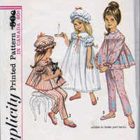 Simplicity 5080 Vintage Sewing Pattern 1960's Toddler Nightgown Pajamas Cap - VintageStitching - Vintage Sewing Patterns