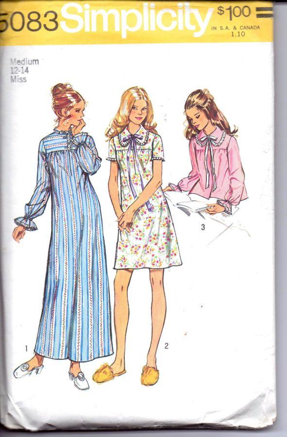 Simplicity 5083 Ladies Lingerie Nightgown Bed Jacket Pajamas Vintage 1970's Sewing Pattern - VintageStitching - Vintage Sewing Patterns