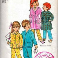 Simplicity 5103 Girls or Boys Pajamas Housecoat Robe Vintage 1970's Pattern - VintageStitching - Vintage Sewing Patterns