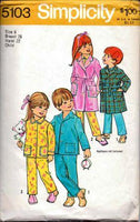 
              Simplicity 5103 Girls or Boys Pajamas Housecoat Robe Vintage 1970's Pattern - VintageStitching - Vintage Sewing Patterns
            