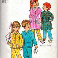 Simplicity 5103 Girls or Boys Pajamas Housecoat Robe Vintage 1970's Pattern - VintageStitching - Vintage Sewing Patterns