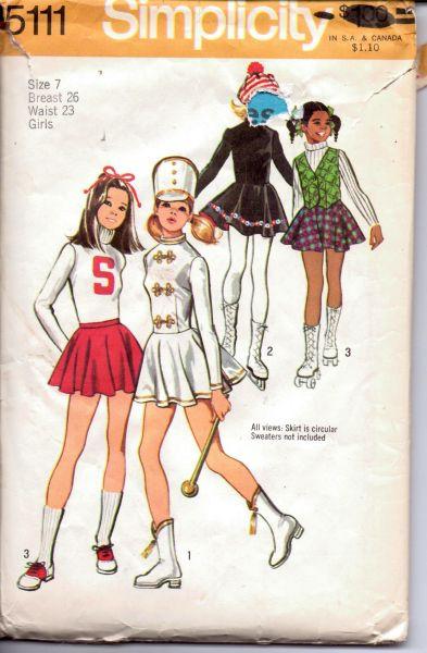 Simplicity 5111 Cheerleader Majorette Skating Costume Vintage Pattern - VintageStitching - Vintage Sewing Patterns