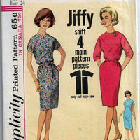 Simplicity 5225 Vintage Sewing Pattern 1960s Ladies Jiffy Dress - VintageStitching - Vintage Sewing Patterns