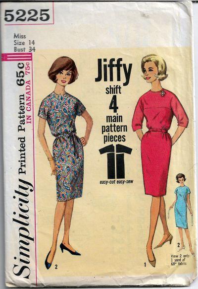 Simplicity 5225 Vintage Sewing Pattern 1960s Ladies Jiffy Dress - VintageStitching - Vintage Sewing Patterns