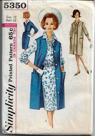 Simplicity 5350 Ladies Shirtwaist Dress Coat Vintage Sewing Pattern 1960s - VintageStitching - Vintage Sewing Patterns