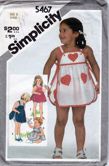 Simplicity 5467 Vintage 80's Pattern Little Girls Sundress Panties Empire Waist - VintageStitching - Vintage Sewing Patterns