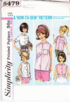 Simplicity 5479 Vintage Sewing Pattern Childrens Blouses - VintageStitching - Vintage Sewing Patterns