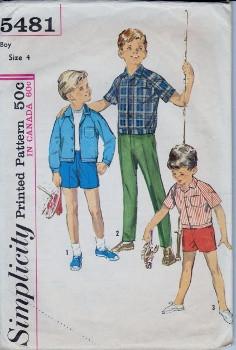 Simplicity 5481 Boys Shirt Jacket Pants Shorts Vintage 60's Sewing Pattern - VintageStitching - Vintage Sewing Patterns