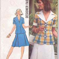 Simplicity 5504 Ladies Two Piece Dress Top Skirt Vintage 1970's Sewing Pattern Size 10 Bust 32 - VintageStitching - Vintage Sewing Patterns