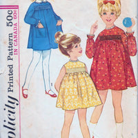 Simplicity 5553 Little Girls Toddler One Piece Dress Detachable Collar Vintage 1960's Sewing Pattern - VintageStitching - Vintage Sewing Patterns