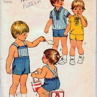 Simplicity 5647 Toddlers Shirt Overalls Suspenders Vintage Pattern - VintageStitching - Vintage Sewing Patterns