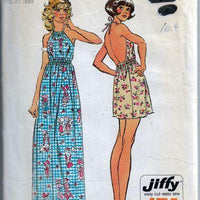 Simplicity 5686 Teen Shortie Long Halter Dress Vintage Sewing Pattern 1970s - VintageStitching - Vintage Sewing Patterns